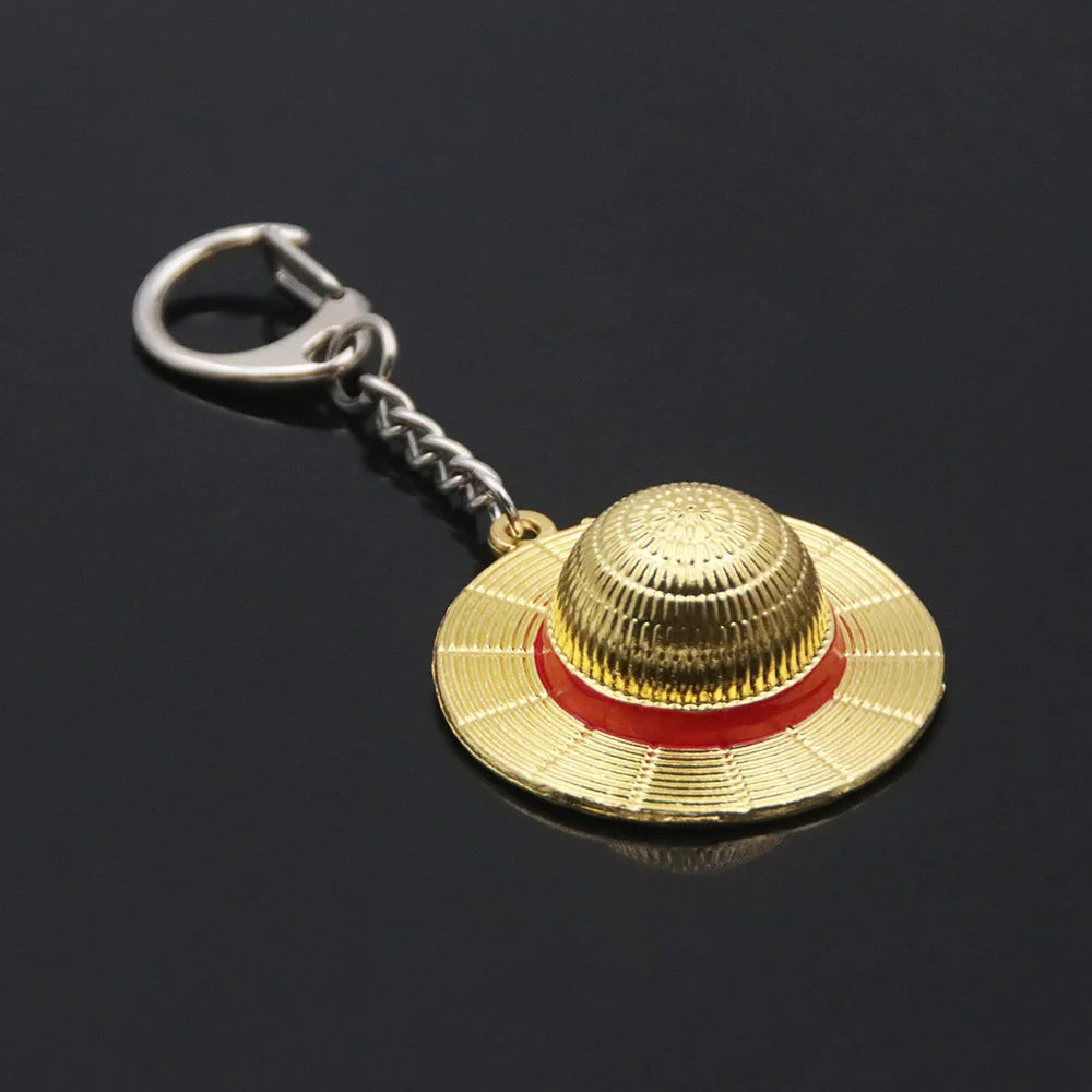 One Piece Metal Straw Hat Keychain – Stylish Cosplay Accessory & Collectible Gift!